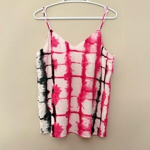 Calvin Klein White Spaghetti Strap Camisole with Pink & Black Tye Dye